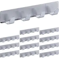 Relaxdays 12 x Hakenleiste selbstklebend Silber
