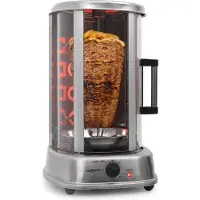 OneConcept Kebap Master Dönergrill, Gyrosgrill mit Glasschiebetür, geschlossen, Dönerspieß, Edelstahl, Vertikalgrill