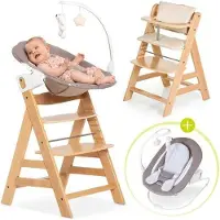 Hauck Hochstühle Alpha Plus Natur Newborn Set Deluxe - 4-tlg. Hochstuhl