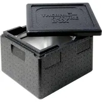 Thermo Future Box , GN 1/2 Premium, Isolierbox schwarz mit Deckel, 257 mm tief, 23 Liter, robust, nachhaltig aus EPP