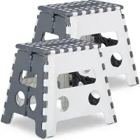Relaxdays Klapphocker faltbar L 2er Set Weiß,Grau