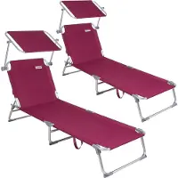 Casaria 2x Sonnenliege Klappbar mit Sonnendach Rot