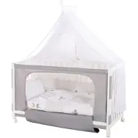 Roba Roombed 'Fox & Bunny' Babybett 60x120 cm, Beistellbett zum Elternbett mit kompletter Ausstattung