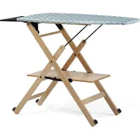 Foppapedretti Assai, Bügelbrett in Originalgröße, Aluminium, Baumwolle, Polyester, Dampfbügeleisen, Holz, Einfarbig, Grau, Weiß