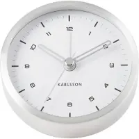 Karlsson KA5844SI, Quarzwecker, Silber, Weiß, Analog, Akku, AA, 90 mm