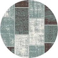 FRAAI Teppich Vintage Rund - Spring Patchwork Grün Grau Ø 100 cm