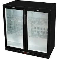 Gastro-Cool - Flaschenkühlschrank mit Glastür - schwarz - Flügeltür - GCUC200