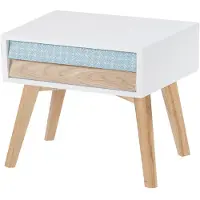 Hearthome & Living Nachttisch Brina Weiß / Blau / Holz