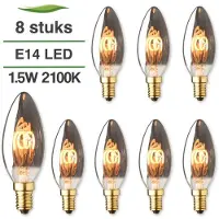 Lybardo 8-er Set LED-Kerzenlampen E14 | 1,2 Watt | 2200K extra warmweiß | Rauch | Spiralwendel |