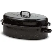 Nava Schmortopf Bratentropf Bräter mit EMAILLE-BESCHICHTUNG mit Deckel 37x26,5x14 cm 5l