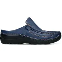 Wolky Clogs Roll Slide Printed Leather Skyblue Damen-Schuhgröße 41