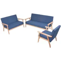 vidaXL Sofagarnitur 3-tlg. Stoff Blau