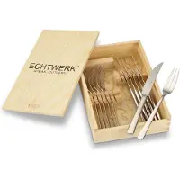 Echtwerk Steakbesteck "Sarre", (Set, 12 tlg.), Pizzabesteck, Grillbesteck, Holzkassette