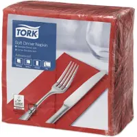 Tork Soft Dinnerservietten Rot, 1/8‐Falz, 3‐lagig, 39 cm × 39 cm, 12 × 100 Servi...