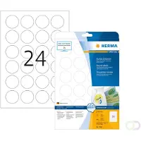 Herma ablösbare Etiketten Nr. 5066, rund, Ø 40 mm, selbstklebend, bedruckbar, Papier, weiß, 600 Stück auf 25 Blatt