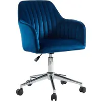 Vente-unique Bürostuhl höhenverstellbar - Samt - Blau - ELEANA