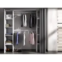 Vente-unique Kleiderschrank Kleiderschranksystem - B. 110/180 cm - Weiß & Grau - DORIAN