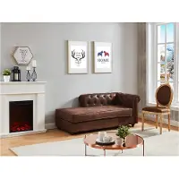 Vente-unique Chesterfield-Recamiere linksseitig - Microfaser - Vintage-Leder-Look - SHIREL