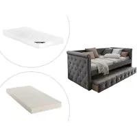 Vente-unique Ausziehbett + Matratze - 2 x 90 x 190 cm - Stoff - Grau - LOUISE