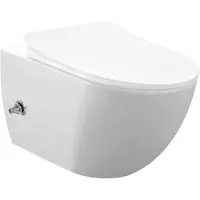 Creavit Design RimOff Hänge WC Weiß mit Taharet/Bidet/Dusch-WC Funktion und integrierter Warm- /Kaltwasserarmatur