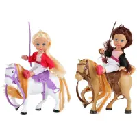 Toi-Toys - LILLY Teenager-Puppen 12cm mit 2 Pferden, Halfter & Sattel Spielfigur