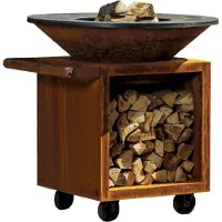 Ofyr Classic Storage Corten 100 PRO Grill- und Feuerschale mit Plancha OCS-100-PRO