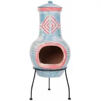 RedFire - Colima - Blau & Rot - Lehmkamin - Terrassenkamin - Massiv - Terrassenheizung - Atmosphärischer Kamin