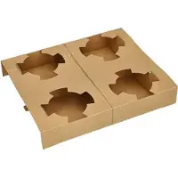Papstar Tragetabletts "pure" braun, für 4 Suppenbecher, 3,6x19,8x24,1 cm | Folie (25 Stück)
