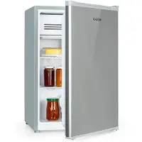 Klarstein Delaware Kühlschrank, 76 Liter Fassungsvermögen, 2 flexible Glasböden, Gefrierfach: 4 Liter, Flaschenfach bis 2 Liter, Silber / Grau
