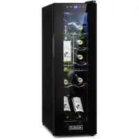 Klarstein Weinkühlschrank, 1 Zonen Getränkekühlschrank Klein, Kleiner Weinschrank 32L, Wein-Kühlschrank Klein mit Glastür, Indoor/Outdoor Flaschenkühlschrank, Wine Fridge 5-18°C, 12 Flaschen