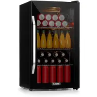 Klarstein Mini Kühlschrank mit Glastür, Mini-Kühlschrank für Zimmer, Getränkekühlschrank Klein mit Verstellbaren Ablagen, Kleiner Kühlschrank 80 Liter, Indoor/Outdoor Kühlschrank Leise