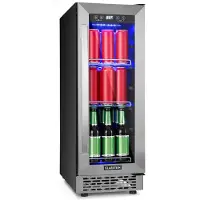 Klarstein Beerlager 56 Getränkekühlschrank 56l 20 Fl. Glastür Touch-Bedienfeld Edelstah Silber