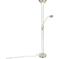 QAZQA Stehleuchte Stahl mit Leselampe inkl. LED und Dimmer - Diva