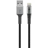 Goobay 49268, 1 m, USB A, Lightning, Männlich, Männlich, Grau, Silber