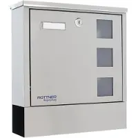 Rottner Briefkasten Lago Inox – Edelstahl, langlebig, mit Sichtfenstern und Zeitungsrolle