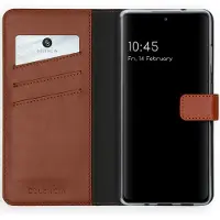 Selencia Samsung Galaxy S20 FE Hülle - Echtes Leder - - Klapphülle - Hellbraun