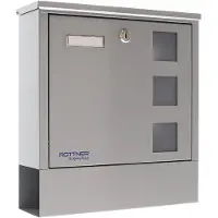 Rottner Briefkasten Lago Silver – Hochwertiger Stahl, Silber, mit Zeitungsrolle