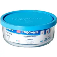 Bormioli Rocco Runder Glasbehälter Ø 23 cm, H 9,6 cm, Frigoverre-Verschluss, 4er-Packung
