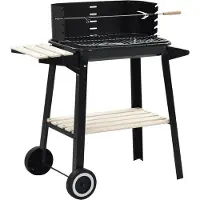 vidaXL Holzkohlegrill Standgrill mit Rädern