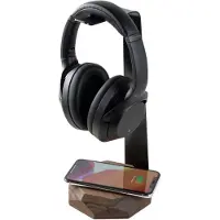 Oakywood Kopfhörerständer mit Ladegerät in Walnuss/ Schwarz - (H)30 x Ø 13 cm - onesize