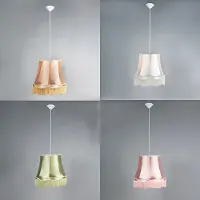 QAZQA - Retro Set mit 4-flammig Retro Hängelampe I Pendellampe I Pendelleuchten bunt 4-flammig5 cm - Granny I Wohnzimmer I Schlafzimmer - Textil Rund - LED geeignet E27