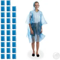 Relaxdays 30 x Regenponcho blau Hellblau