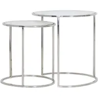 Light & Living Beistelltisch Nickel Glas S2 Duarte Ø 50 x 52cm