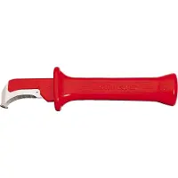 Knipex 98 55 Kabelmesser mit Gleitschuh, sichelförmige Klinge, VDE 2-K