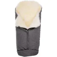 Bozz Lammfell-Fußsack Langhaarig, Grey Melange/White