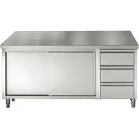 CombiSteel Edelstahl Arbeitstisch 1800x700 mm ‚Äì mit Schiebetüren & 3 Schubladen