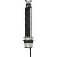 Brennenstuhl 1396200013, 2 m, Drinnen, Aluminium, Aluminium, Schwarz, 3 AC-Ausgänge, Schwarz
