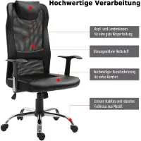 Vinsetto Bürostuhl ergonomisch Kunstleder schwarz 51 x 60,8 x 112 122 cm