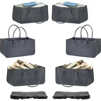 Relaxdays 8x Kaminholztasche aus Filz, Anthrazit Anthrazit
