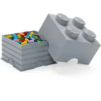 LEGO Stein mit 4 Noppen in Steingrau
